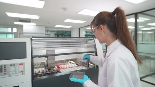 Scientist Working with Medical Samples in Modern Lab