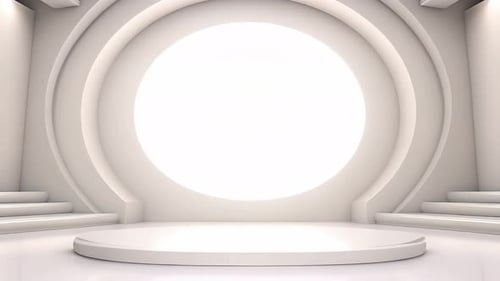 Minimalist White 3D Stage Background for Virtual Events