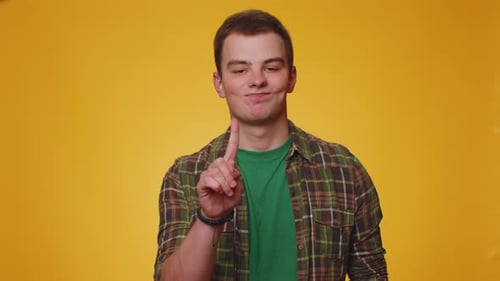 Young Adult Gesturing and Talking Indoors