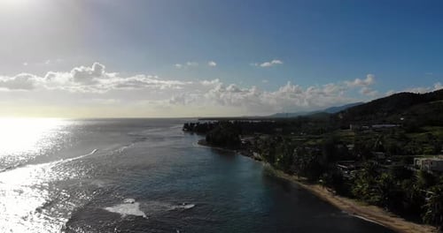 Drone shot while hovering over a beach in the southeast part of Puerto Rico.