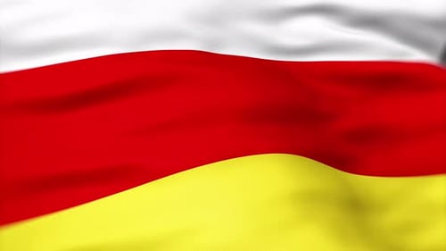 Realistic Waving Flag with White Red Yellow Stripes