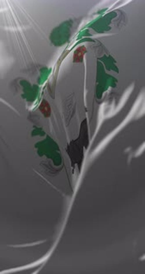 Vertical Waving Flag with Decorative Crest Animation