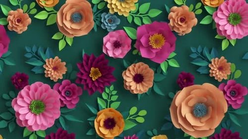 abstract pink peachy orange paper flowers
