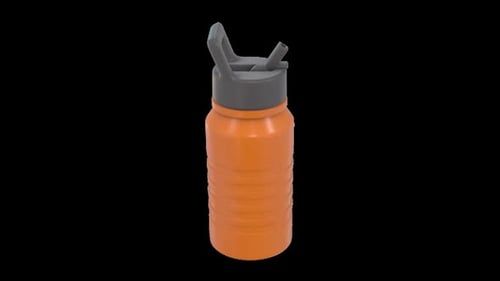 Animated 3D Water Bottle Rotating on Transparent Background