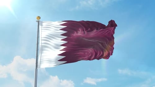 Realistic Flag Of Qatar