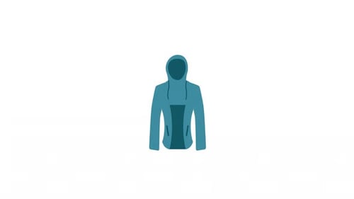 Animated Hooded Jacket Icon Reveal in Flat Design