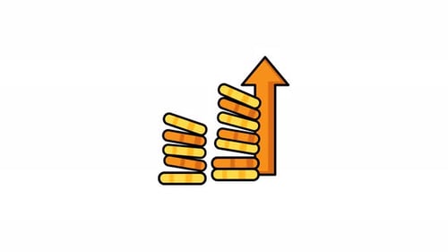 Animated Money Stacks and Upward Arrow Growth Icon