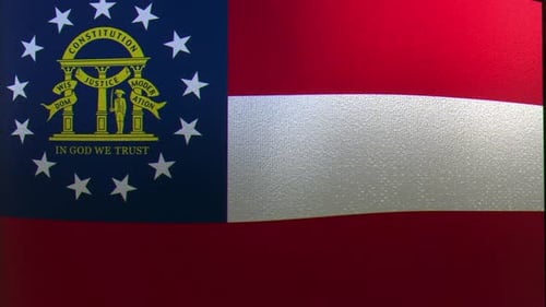 Realistic Georgia State Flag Waving with Textured Fabric