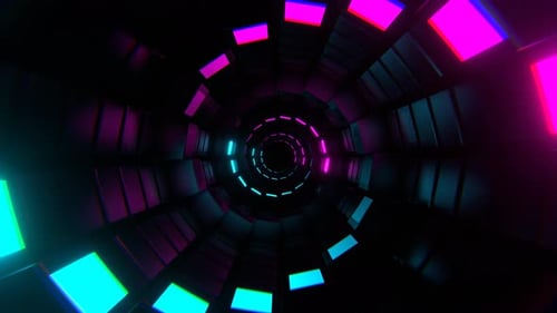 Cyan And Pink Neon Spiral Screens Tunnel Background Vj Loop In 4K