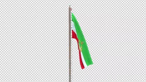 Realistic Flag of Iran Waving on Transparent Background