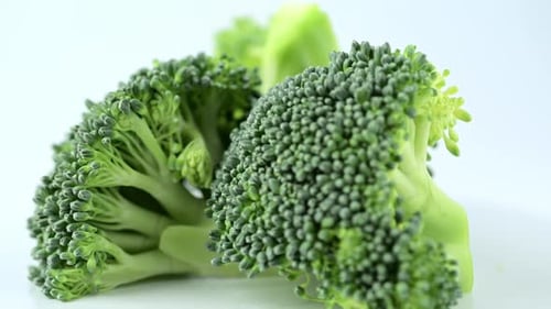 Close-up of Two Fresh Broccoli Florets