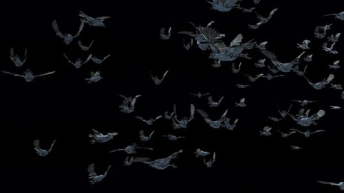 Flying Flock of Surreal Crystalline Birds Animation