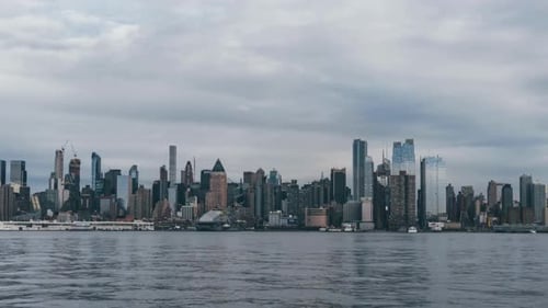 Cinematic And Majestic View Of Manhattan Cityscape, NYC, USA