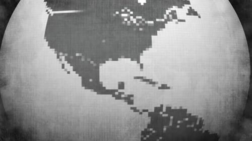 Retro Grunge Pixelated Earth Globe Rotation