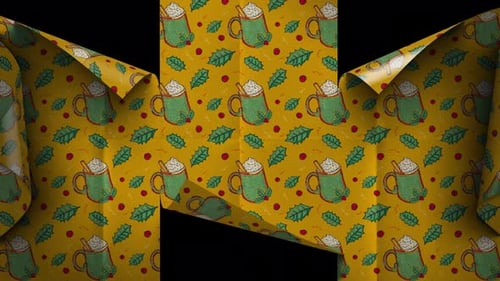 Christmas Pattern Reveal Transition with Holly and Mugs