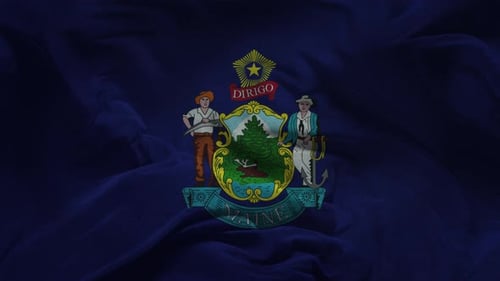Maine State Flag Waving Animation Loop