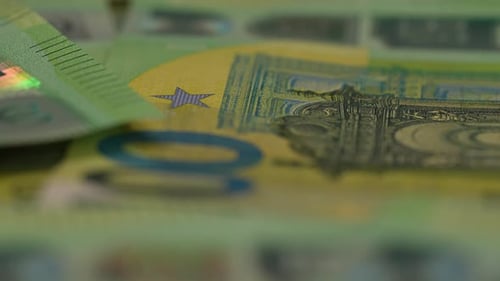 Close-up Footage of Hundred Euro Banknotes
