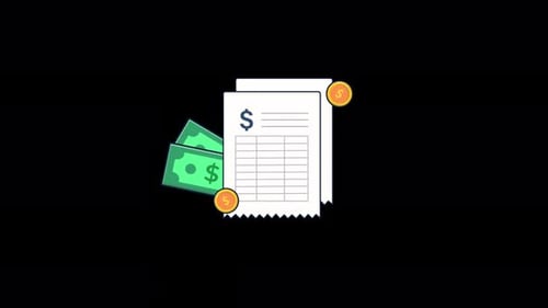 Animated Flat Design Financial Receipt with Money Illustration