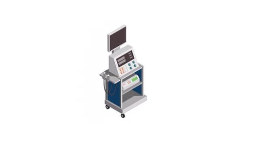 Animated Isometric Medical Ultrasound Equipment Build-Up