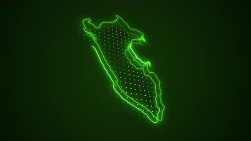 Neon Green Digital Map Outline Reveal Animation