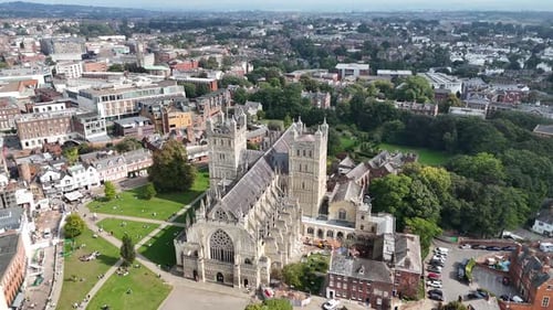 Great Britain, South West England, Devon, Exeter, Exeter Cathedral seen from the Cathedral Green