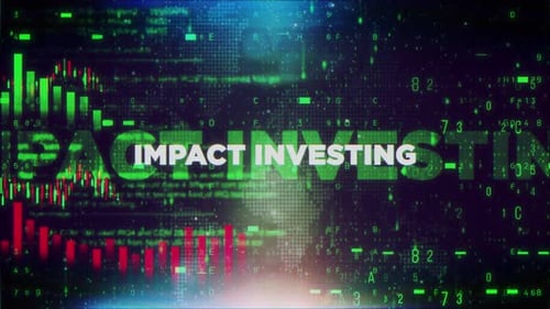 Impact Investing With Decrease Bar Chart Graph And Arrow Green