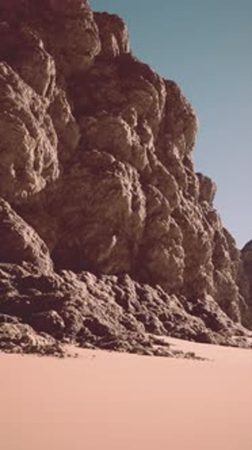 Massive Rock Formation in Desert