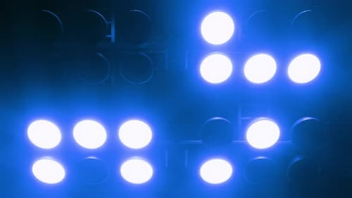 Dynamic Blue Stage Spotlights Flashing Animation