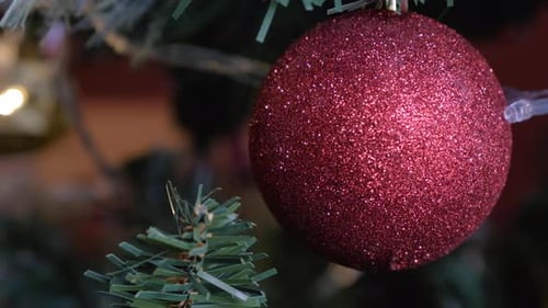 Sparkling Red Christmas Ornament on Tree