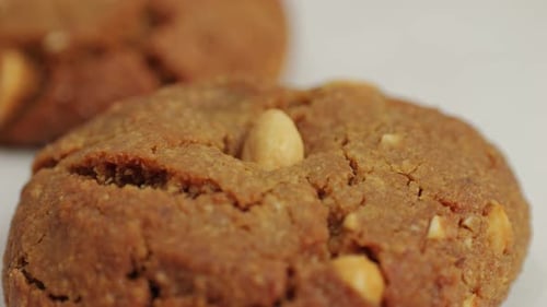Fresh Cookies with Almonds in Bakery Shop Closeup Artisan Sweets and Bread is Making By Skill Bakers
