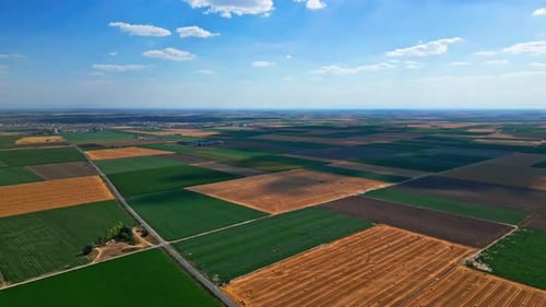 Amplias tierras de cultivo en una vasta llanura - Vista aérea 2K