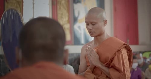 Monk Praying in the Temple