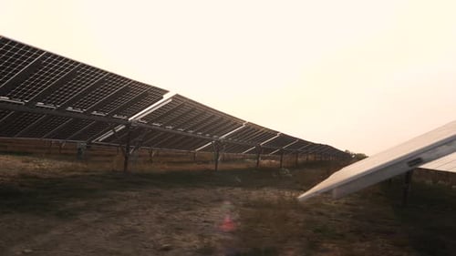 Rows Of Solar Panels In Power Station