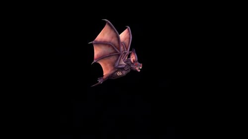 Animated Spooky 3D Bat Flying for Halloween