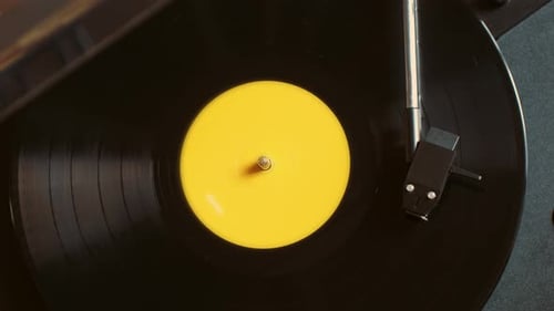 Vintage Vinyl Record Spinning on a Turntable