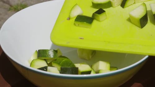 Chopping Zucchini for Cooking Preparation