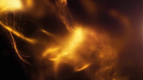 Golden Glowing Fluid Particles Abstract Dynamic Motion Background