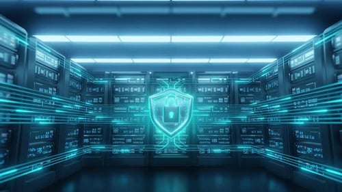 Cybersecurity Shield Padlock Data Center Network Protection