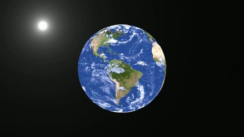 Realistic Animated Planet Earth Rotating in Dark Space