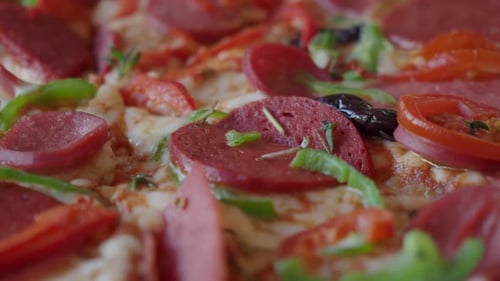 Close-Up of Delicious Pepperoni Pizza with Fresh Toppings
