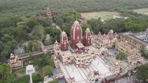 4k Aerial Drone Footage of Birla Mandir a Temple in New Delhi india