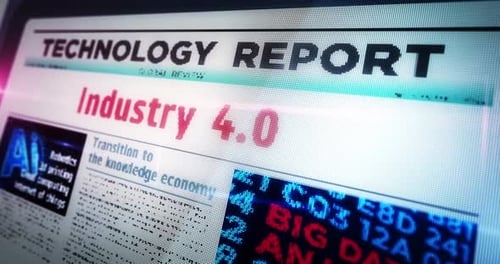 Industry 4.0 newspaper on mobile tablet screen