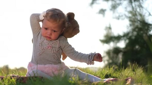 Naughty Little Child Screaming for Attention Tantrums Tantrums A Nervous Child Drops a Soft Toy