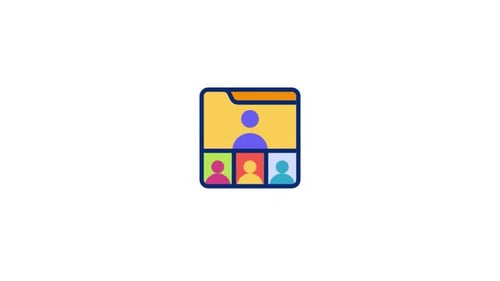 Flat Design Animated Online Video Conference Meeting Icon