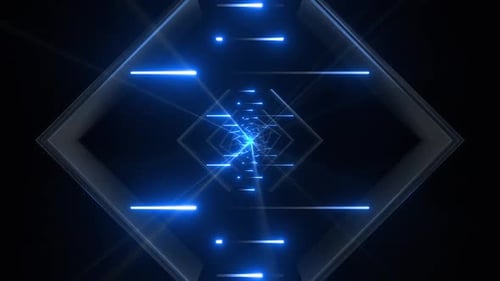 Animation abstraite dynamique en tunnel de lumière bleue pour des arrière-plans technologiques modernes