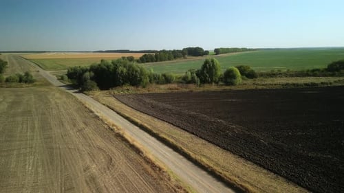 Agricultural field aerial view of farming in Ukraine