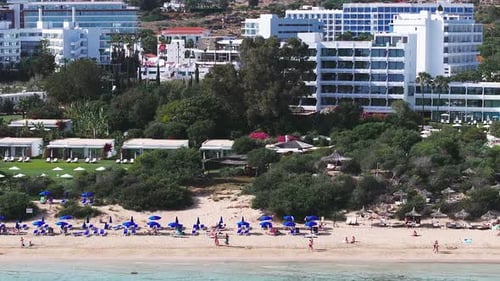 Aerial View of Ayia Napa Resort with Beach and Turquoise Waters