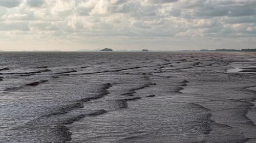 High-angle aerial scene capturing waves breaking shore