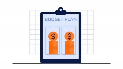 Corporate Budget Plan Animation with Coins and Banknotes