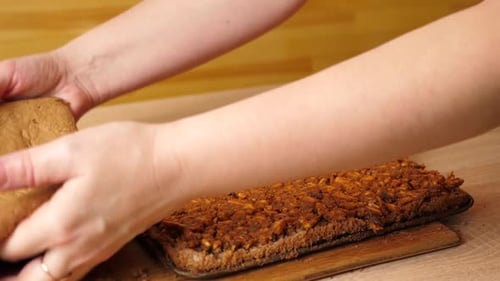 Cake Layer Added to Assembled Frosted Cake